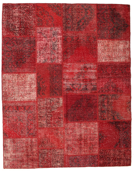 Patchwork Tapete 198X251 Moderno Feito A Mão Vermelho Escuro/Vermelho (Lã, Turquia)