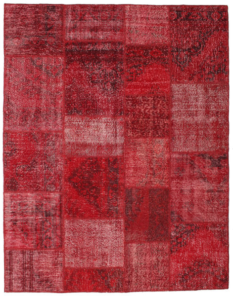 Patchwork Tapete 197X251 Moderno Feito A Mão Vermelho Escuro/Vermelho (Lã, Turquia)