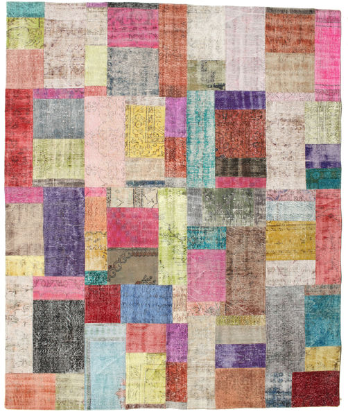 Patchwork Tapete 251X301 Moderno Feito A Mão Vermelho Escuro/Cinzento Claro Grande (Lã, Turquia)