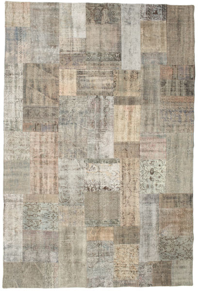 Patchwork Tæppe 200X301 Ægte Moderne Håndknyttet Lysebrun/Lysegrå (Uld, Tyrkiet)