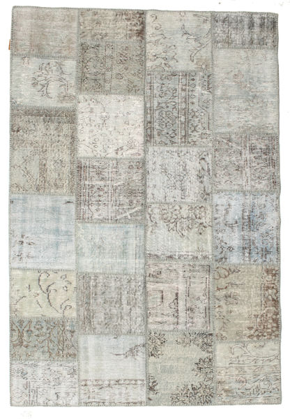 Patchwork Matto 158X232 Moderni Käsinsolmittu Vaaleanharmaa/Valkoinen/Creme (Villa, Turkki)