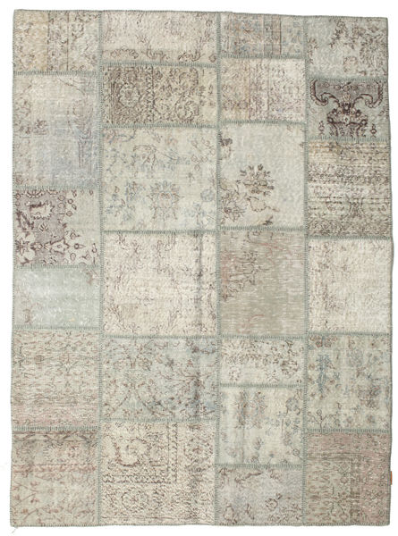 Patchwork Alfombra 173X232 Moderna Hecha A Mano Gris Claro/Beige Oscuro (Lana, Turquía)