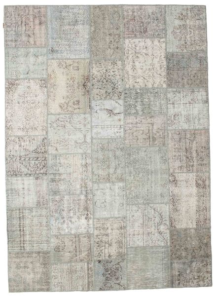 Patchwork Χαλι 250X350 Σύγχρονα Χειροποιητο Ανοιχτό Γκρι/Σκούρο Μπεζ Μεγαλα (Μαλλί, Τουρκικά)