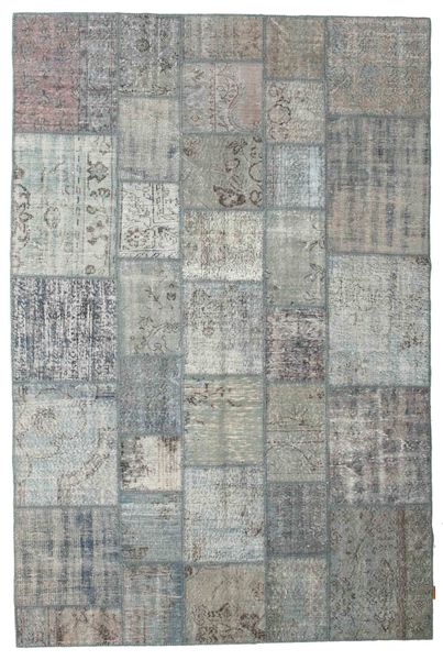 Patchwork Matta 201X300 Äkta Modern Handknuten Ljusgrå (Ull, Turkiet)