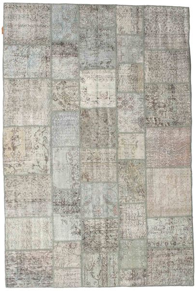 Patchwork Matto 200X300 Moderni Käsinsolmittu Vaaleanharmaa (Villa, Turkki)