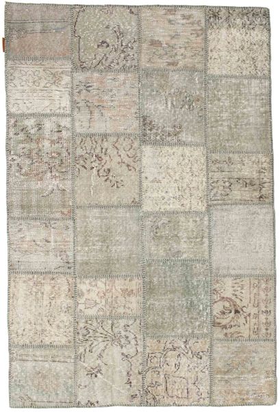 Patchwork Tapijt 120X180 Echt Modern Handgeknoopt Lichtgrijs/Lichtbruin (Wol, Turkije)