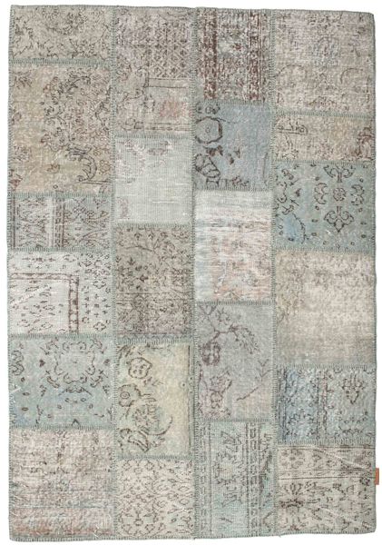 Patchwork Teppich
 138X201 Echter Moderner Handgeknüpfter Hellgrau/Dunkelgrau (Wolle, Türkei)