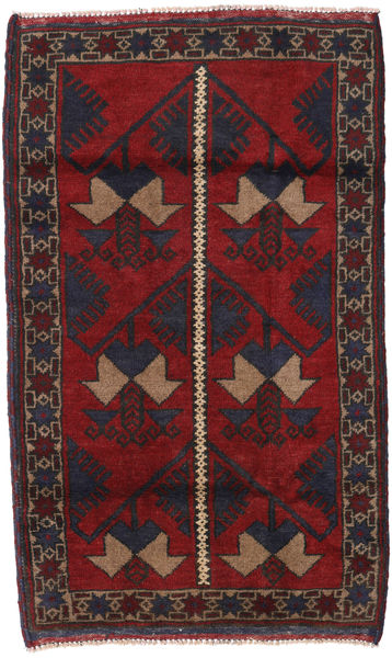 Belutsch Teppich
 84X141 Echter Orientalischer Handgeknüpfter Dunkelrot/Dunkelgrün (Wolle, Afghanistan)