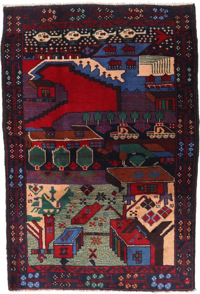 Beluch Koberec 87X130 Orientální Ručně Tkaný Tmavě Zelený/Tmavě Červená (Vlna, Afghánistán)