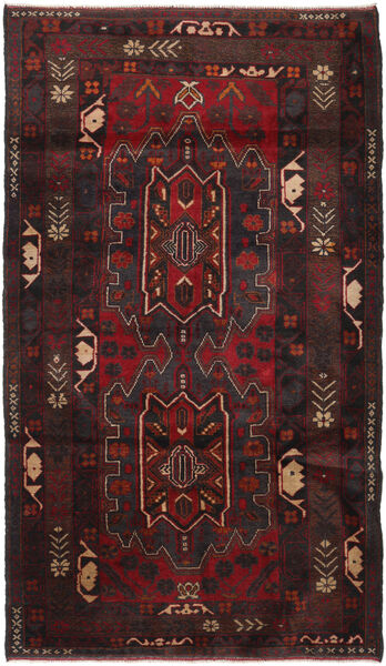 Baloutche Tapis 104X187 D'orient Fait Main Noir/Rouge Foncé (Laine, Afghanistan)