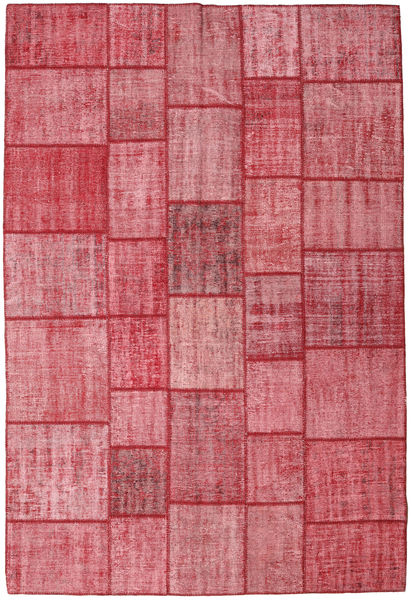 Patchwork Matto 205X305 Moderni Käsinsolmittu Pinkki/Ruoste (Villa, Turkki)