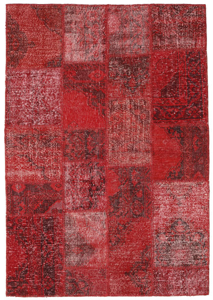 Patchwork Tapete 137X200 Moderno Feito A Mão Vermelho Escuro/Vermelho (Lã, Turquia)