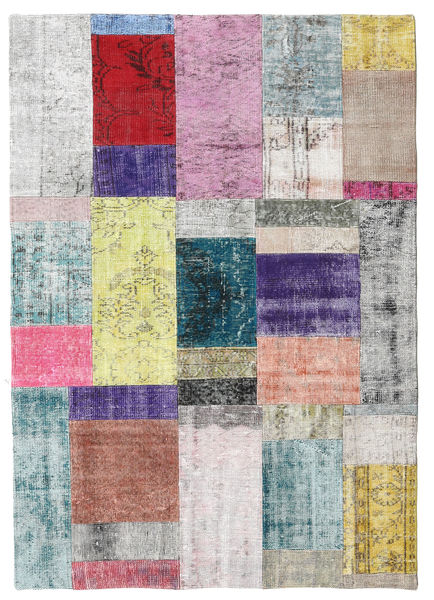 Patchwork Alfombra 141X200 Moderna Hecha A Mano Gris Claro/Gris Oscuro (Lana, Turquía)