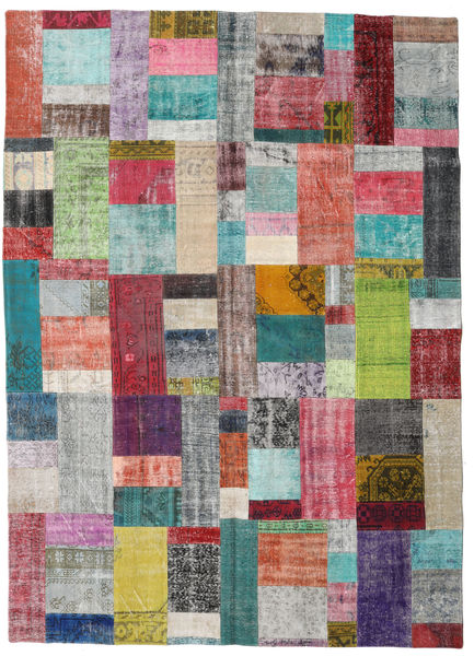 Patchwork Matta 250X350 Äkta Modern Handknuten Lila/Mörkgrå Stor (Ull, Turkiet)