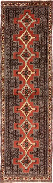 세너 러그 90X345 정품
 오리엔탈 수제 복도용 러너
 다크 레드/브라운 (울, 페르시아/이란)