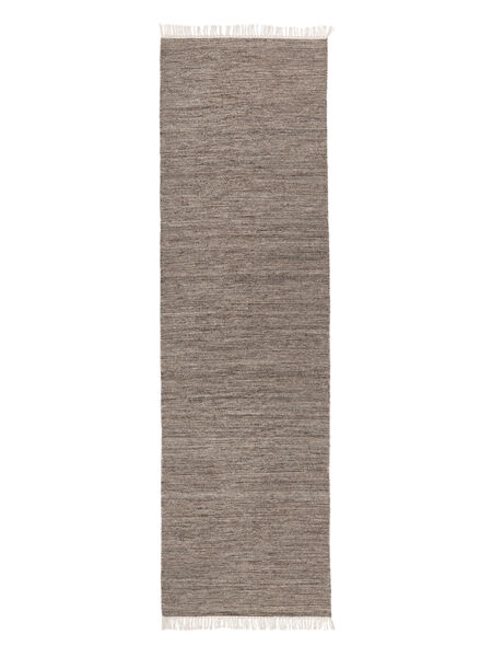 Melange - Ruskea Matto 80X300 Moderni Käsinkudottu Käytävämatto Vaaleanharmaa/Tummanharmaa (Villa, Intia)