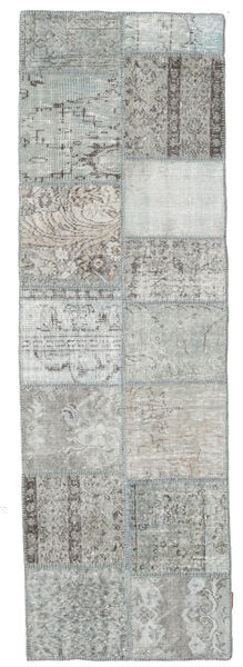 Patchwork Tapijt 79X252 Echt Modern Handgeknoopt Tapijtloper Lichtgrijs (Wol, Turkije)
