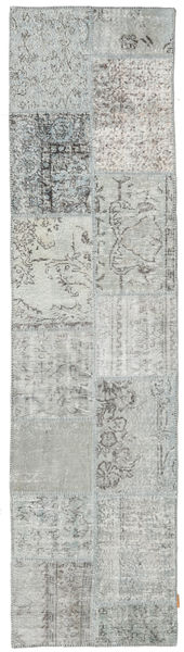 Patchwork Matto 78X304 Moderni Käsinsolmittu Käytävämatto Vaaleanharmaa/Siniturkoosi (Villa, Turkki)
