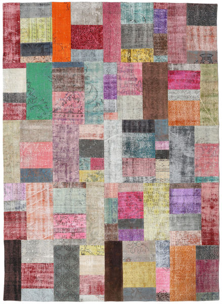 Patchwork Matta 251X350 Äkta Modern Handknuten Ljusgrå/Mörkbrun Stor (Ull, Turkiet)