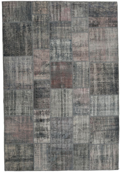Patchwork Alfombra 204X303 Moderna Hecha A Mano Gris Oscuro/Gris Claro (Lana, Turquía)