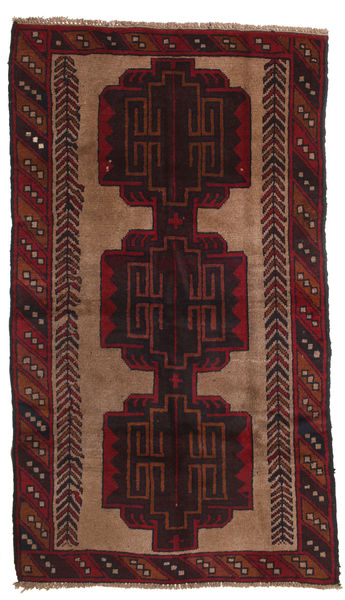 Beludż Dywan 102X178 Orientalny Tkany Ręcznie Ciemnobrązowy/Ciemnoczerwony (Wełna, Afganistan)