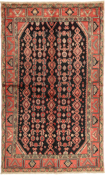 Hamadan Χαλι 130X222 Ανατολής Χειροποιητο Μαύρα/Ανοιχτό Καφέ (Μαλλί, Περσικά/Ιρανικά)