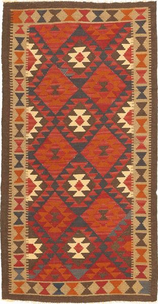 Kilim Maimane Tapete 99X196 Oriental Tecidos À Mão Laranja/Castanho (Lã, Afeganistão)