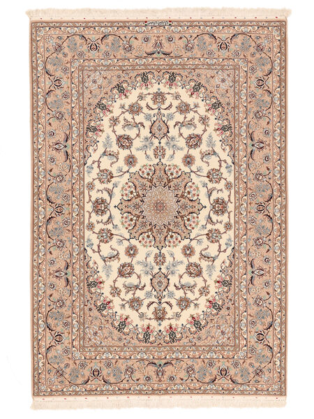 Isfahan Fio De Seda Tapete 160X235 Oriental Feito A Mão Castanho Claro/Bege (Lã/Seda, Pérsia/Irão)