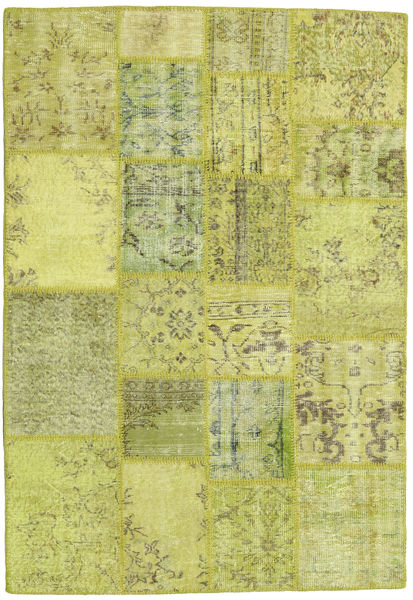 Лоскутные Ковер 138X202 Современный Ковры Ручной Работы Желтый/Светло-Зеленый/Оливковый (Шерсть, Турция)