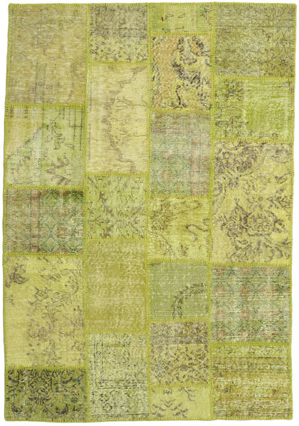 Лоскутные Ковер 139X203 Современный Ковры Ручной Работы Оливковый/Светло-Зеленый/Желтый (Шерсть, Турция)