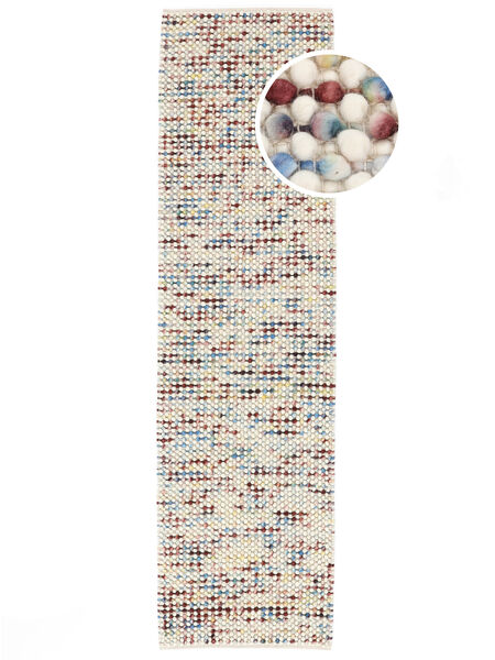 Big Drop - Multi Mix Matto 80X290 Moderni Käsinkudottu Käytävämatto Beige/Vaaleanharmaa (Villa, Intia)