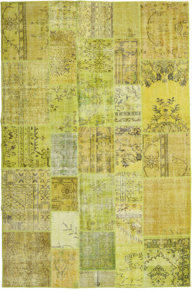 Patchwork Tapete 197X300 Moderno Feito A Mão Amarelo/Verde Azeitona (Lã, Turquia)
