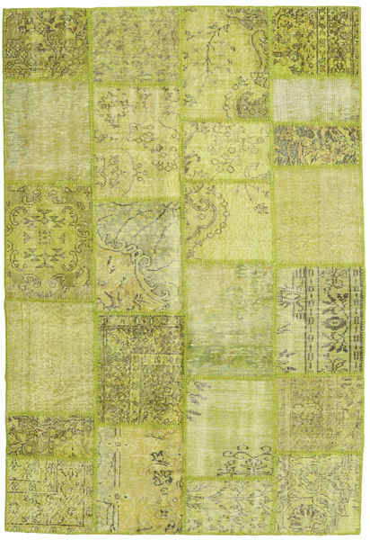 Patchwork Tappeto 160X236 Moderno Fatto A Mano Giallo/Verde Chiaro/Verde Oliva (Lana, Turchia)