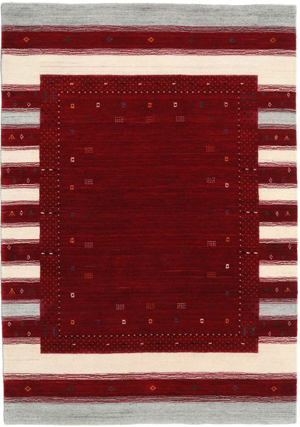 Loribaf Loom Designer Alfombra 140X200 Moderna Hecha A Mano Rojo Oscuro/Gris Claro (Lana, India)