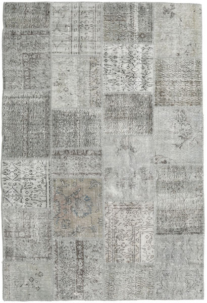 Patchwork Tapis 157X233 Moderne Fait Main Gris Clair/Gris Foncé (Laine, Turquie)