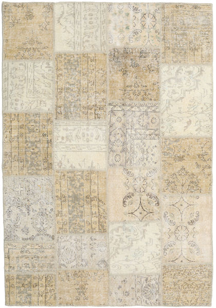 Patchwork Teppe 158X230 Ekte Moderne Håndknyttet Mørk Beige/Beige/Lys Grå (Ull, Tyrkia)
