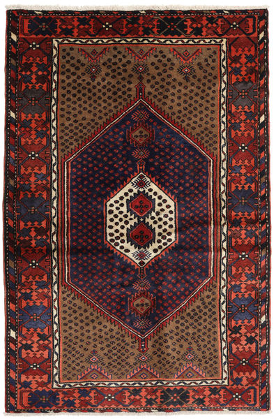 Hamadan Matta 134X200 Äkta Orientalisk Handknuten Mörkröd (Ull, Persien/Iran)