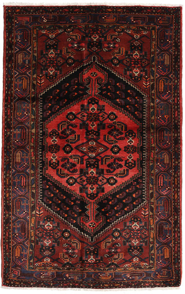 Hamadan Matta 137X214 Äkta Orientalisk Handknuten Mörkbrun/Mörkröd (Ull, Persien/Iran)