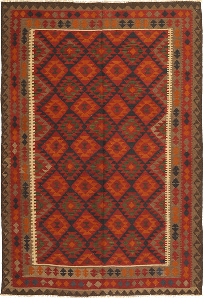 Kilim Maimane Tapete 198X295 Oriental Tecidos À Mão Vermelho Escuro/Castanho Alaranjado (Lã, Afeganistão)