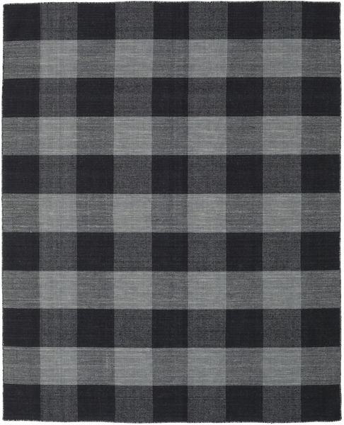 Check Kilim Vloerkleed 190X240 Echt Modern Handgeweven Donkergrijs/Zwart (Wol, India)