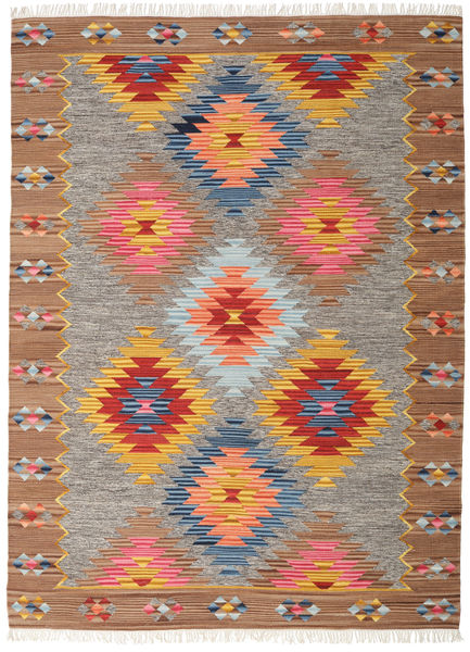 Spring Kilim Rug 240X340 Authentic
 Modern Handwoven Light Grey/Brown (Wool, India)