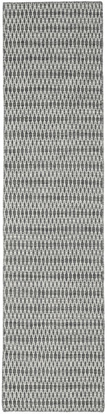 Kilim Long Stitch - Preto/Cinzento Tapete 80X340 Moderno Tecidos À Mão Tapete Passadeira Cinzento Claro/Cinza Escuro (Lã, Índia)