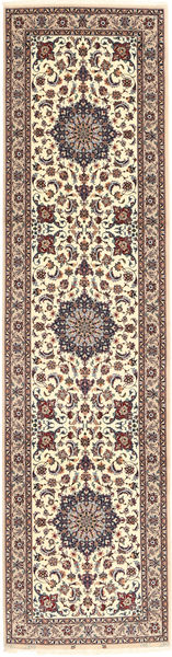 Isfahan Fio De Seda Tapete 75X303 Oriental Feito A Mão Tapete Passadeira Castanho Claro/Bege (Lã/Seda, Pérsia/Irão)