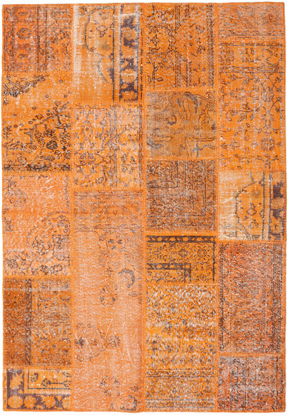 Patchwork Matta 160X231 Äkta Modern Handknuten Orange/Ljusbrun (Ull, Turkiet)