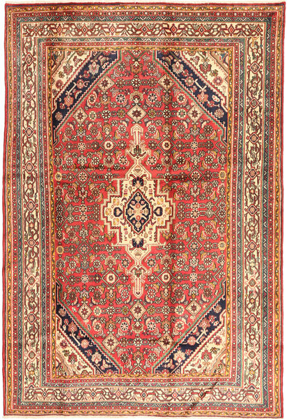 Hamadan Matta 200X295 Äkta Orientalisk Handknuten Brun/Ljusbrun (Ull, Persien/Iran)