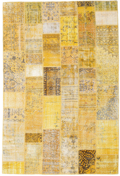 Patchwork Matto 200X300 Moderni Käsinsolmittu Tummanbeige/Keltainen (Villa, Turkki)