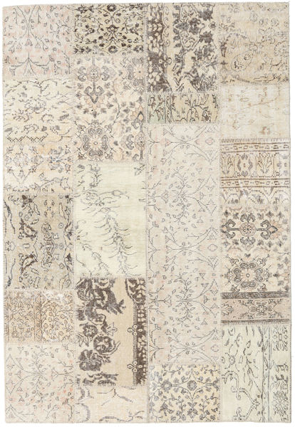 Patchwork Matto 162X237 Moderni Käsinsolmittu Vaaleanharmaa/Beige (Villa, Turkki)