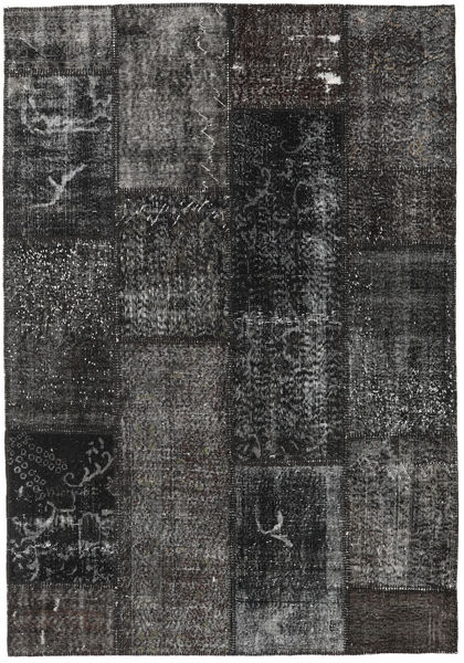 Patchwork Tapis 161X232 Moderne Fait Main Gris Foncé/Noir (Laine, Turquie)