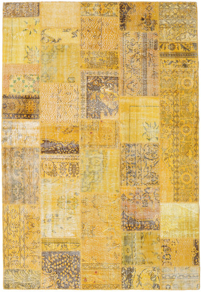 Patchwork Tapijt 203X298 Echt Modern Handgeknoopt Lichtbruin/Geel (Wol, Turkije)