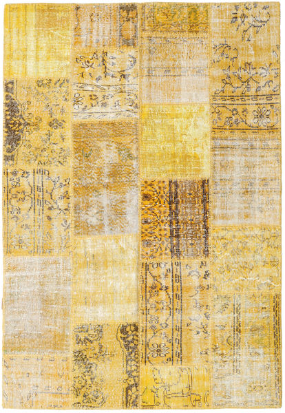 Patchwork Tapis 161X235 Moderne Fait Main Jaune/Marron Clair (Laine, Turquie)